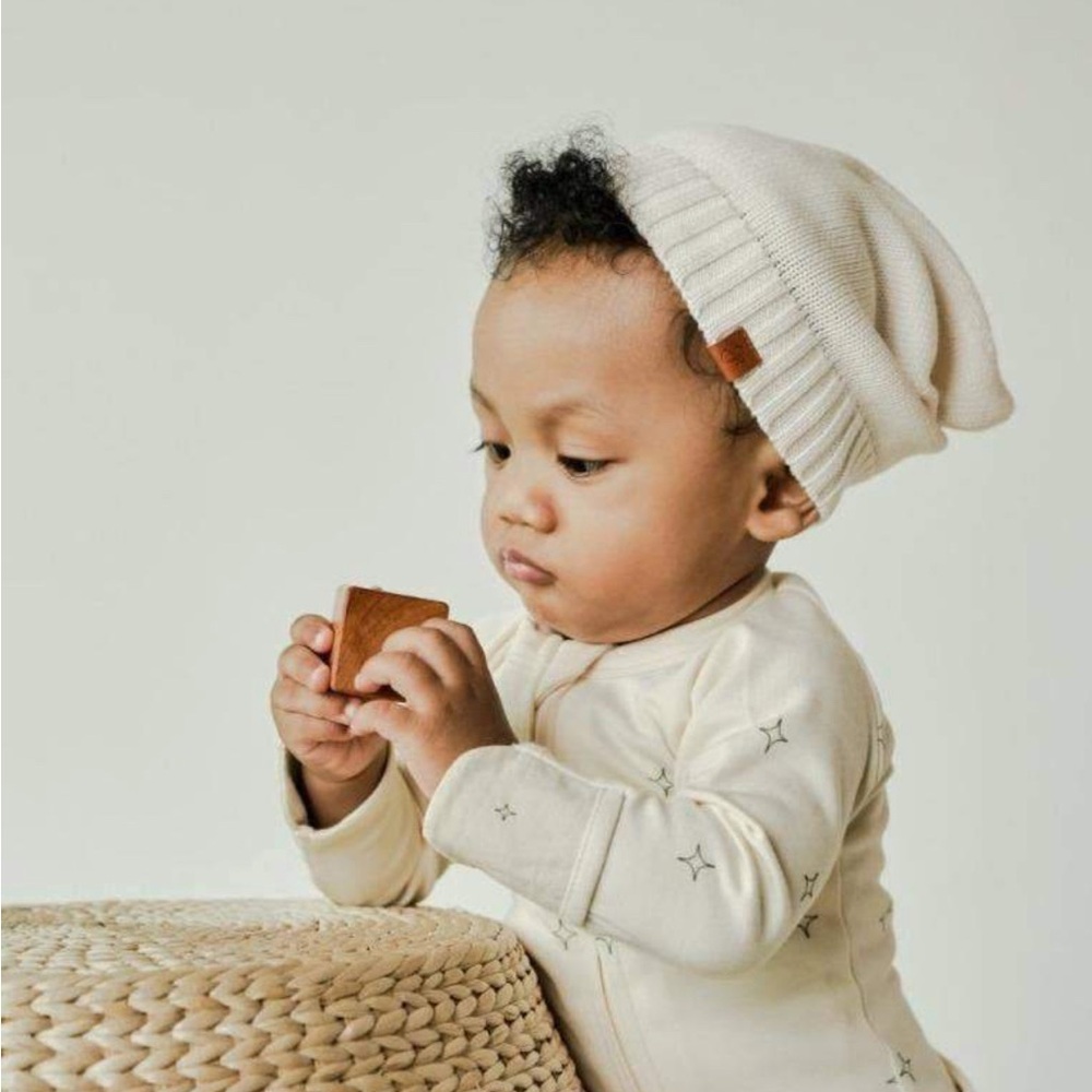 GOUMIKIDS ORGANIC COTTON KNIT BEANIE - MILK